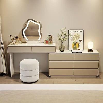极窄3PTM梳0m岩板妆台一斗柜卧c室床尾柜超窄化妆台体奶油风收纳