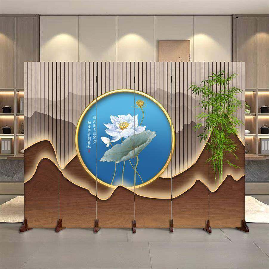 隔新中式屏隔餐厅酒店入户玄关家用客厅HPN断办公室可移动风屏风