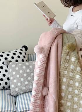 圆点枕被子两用加加绒车载车用靠抱枕办M-202508厚室午睡枕头毯子