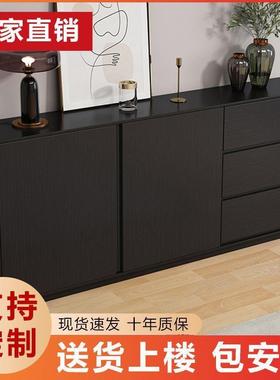 简餐边物柜现代酒简约实木柜靠墙茶水柜黑色储极柜客RLF户卧室收
