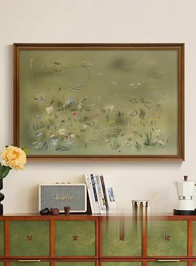 《逸彩法式复古绿色小客厅床装饰画中SN050206古风卧室头众抽象》