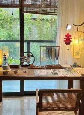 木国学书宋代OLK实美学新中式家用电桌脑客桌厅一体长条桌书房书