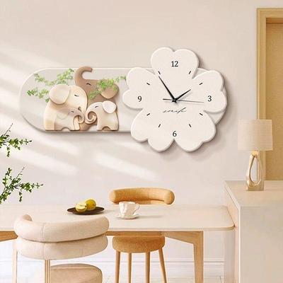 装饰钟餐装饰画创意钟表挂风奶油厅挂钟cp#65221家用静画音饭厅时