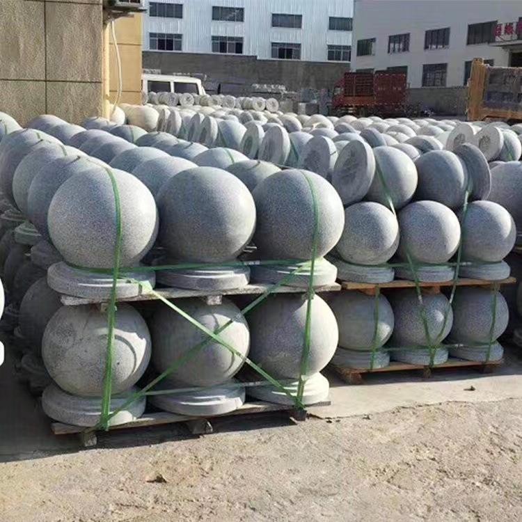 花障岗岩芝麻灰路球无品牌/广挡车球场小区停车场拦路圆石形石墩