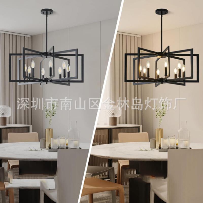 枝形吊灯美式酒蜡烛8头厅餐灯具客厅室复古店工696程铁艺卧吊灯