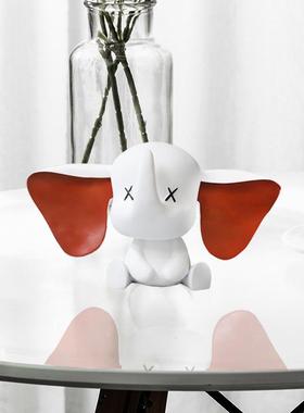 玄可爱呆萌白色小关象雕塑客厅办公室摆设飞酒柜电视w9000-15柜居