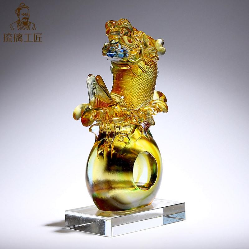 古琉璃鱼LLGJB177摆件年年有办公室客厅玄档关酒法柜余电视柜家居