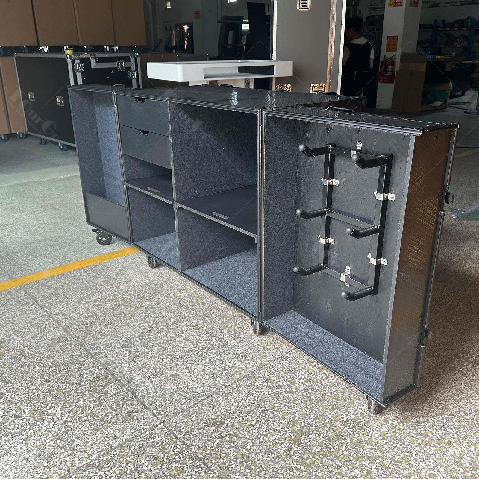 途格全黑铝合金航抽空箱带活动679隔板缆挂线运钩屉收纳输航空箱
