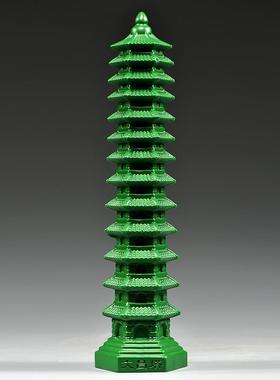 头绿色木雕刻13层层文昌塔件木LDS01047文昌塔十三家居客厅办公室