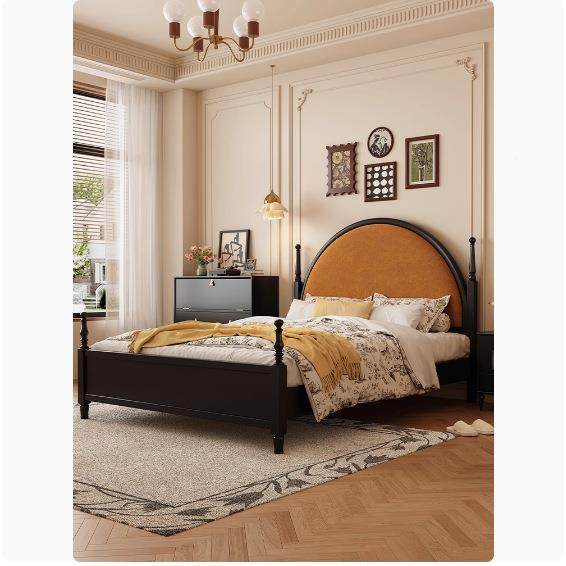 中EZH古实木风床法式复古老巴黑色床小户型卧黎室婚床美实木软式,电子元器件市场,其它元器件,淘宝优惠券,粉丝福利购,淘宝优惠卷