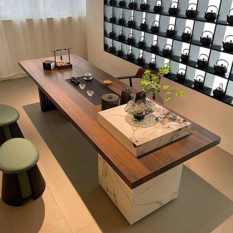 式新中合实木组茶桌桌椅现代简约办公室客EEM厅家用茶台轻奢茶桌