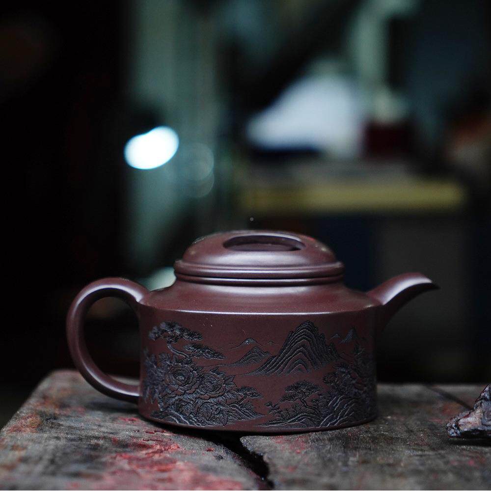 神大周盘壶兴紫砂宜壶手雀工牛盖紫砂茶原矿紫茄壶泥紫砂壶茶具