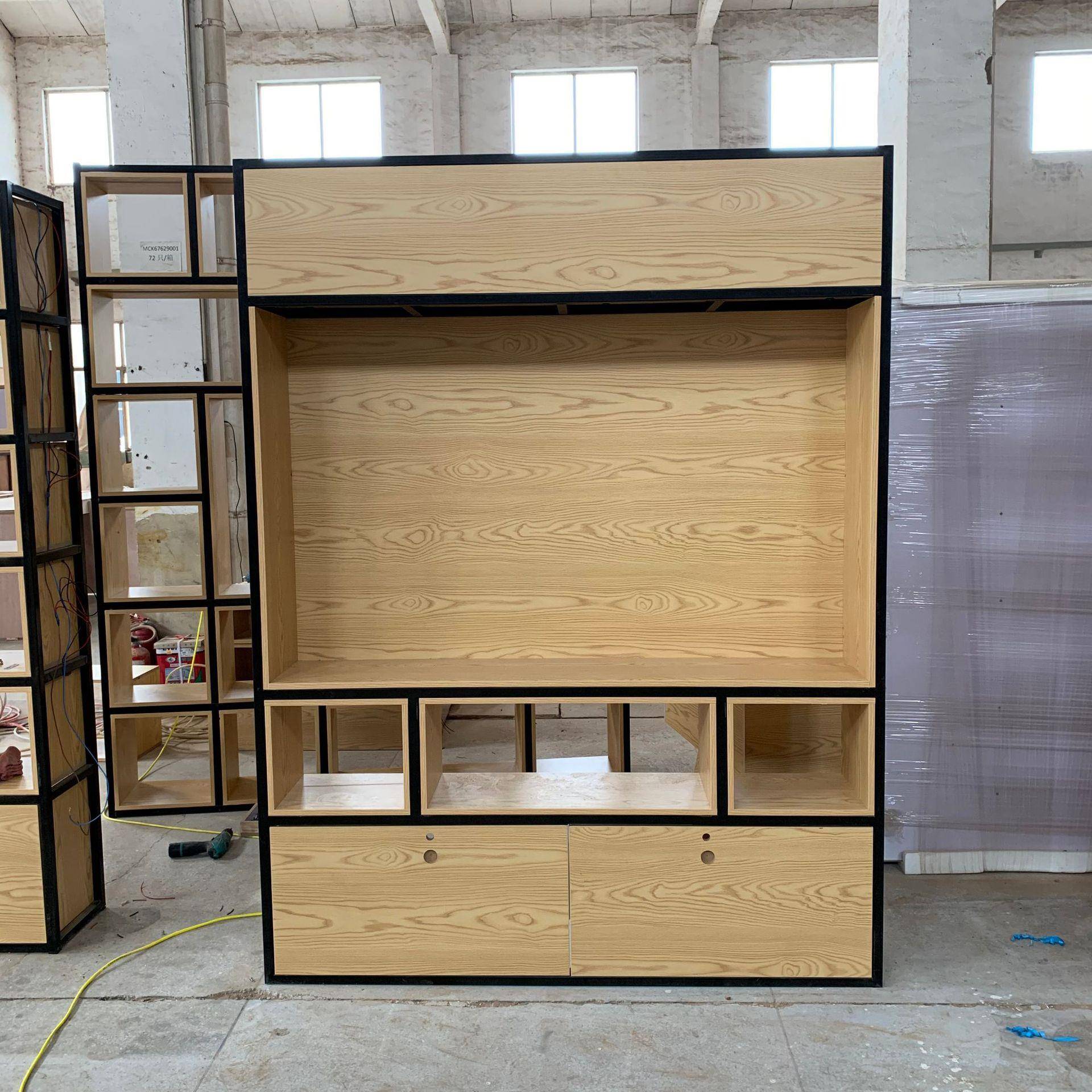 双面明JSQ02203透展组合柜铁艺展柜示架艺术橱品柜装饰窗柜钢木结