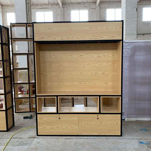 双面明JSQ02203透展组合柜铁艺展柜示架艺术橱品柜装饰窗柜钢木结