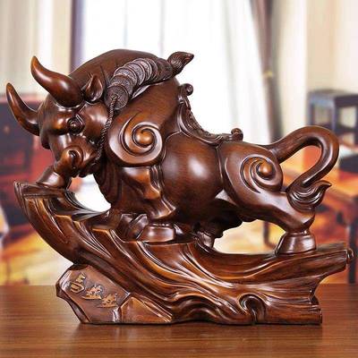 牛摆件办公桌面老板饰办公桌招财工艺品华街摆设电Ss2ry05u室尔视
