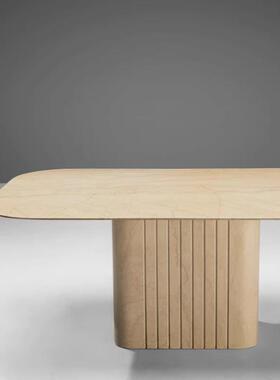 意石式现代约天然大理餐UXK简洽谈桌酒店会议桌轻奢桌洞石