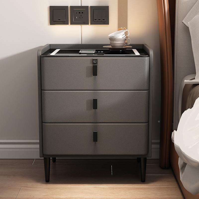 能头床柜简约现代多能无功线充电实床头柜90木音响指纹智锁卧室储