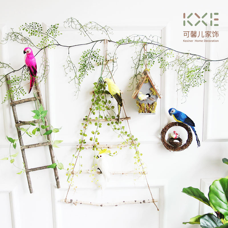 仿真鸟窝创意手工墙面上幼儿园植物角墙壁挂件干树枝装饰挂饰森系