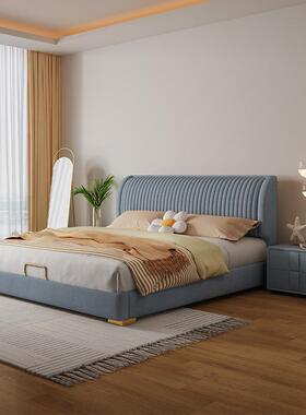 科技艺床简约现实木床代1.8米主卧双人床HEJ1.5布轻奢软包人床单