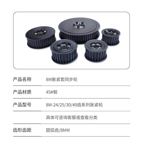 8M涨紧套同步轮2齿4免键定2OWR5/3固0/0齿孔现货Z24胀紧套同步带
