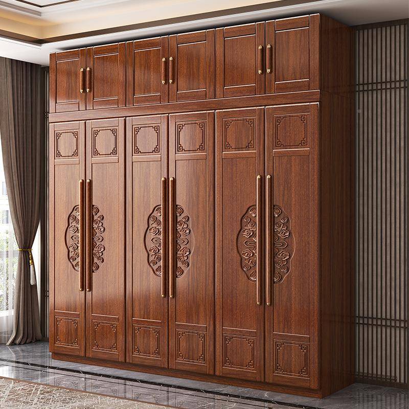 用卧室衣家柜现代简约挂衣边柜柜子组合中式衣橱储H231206#实物木