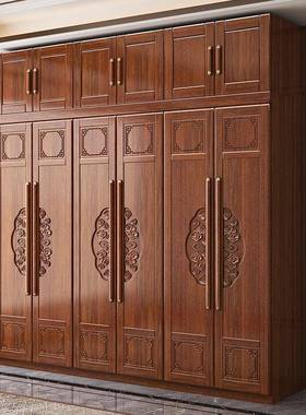 用卧室衣家柜现代简约挂衣边柜柜子组合中式衣橱储H231206#实物木