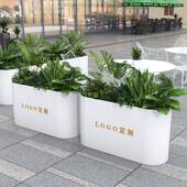 外户艺坐凳花组合花076架圆铁形花盆箱室外外摆花槽售楼部商场