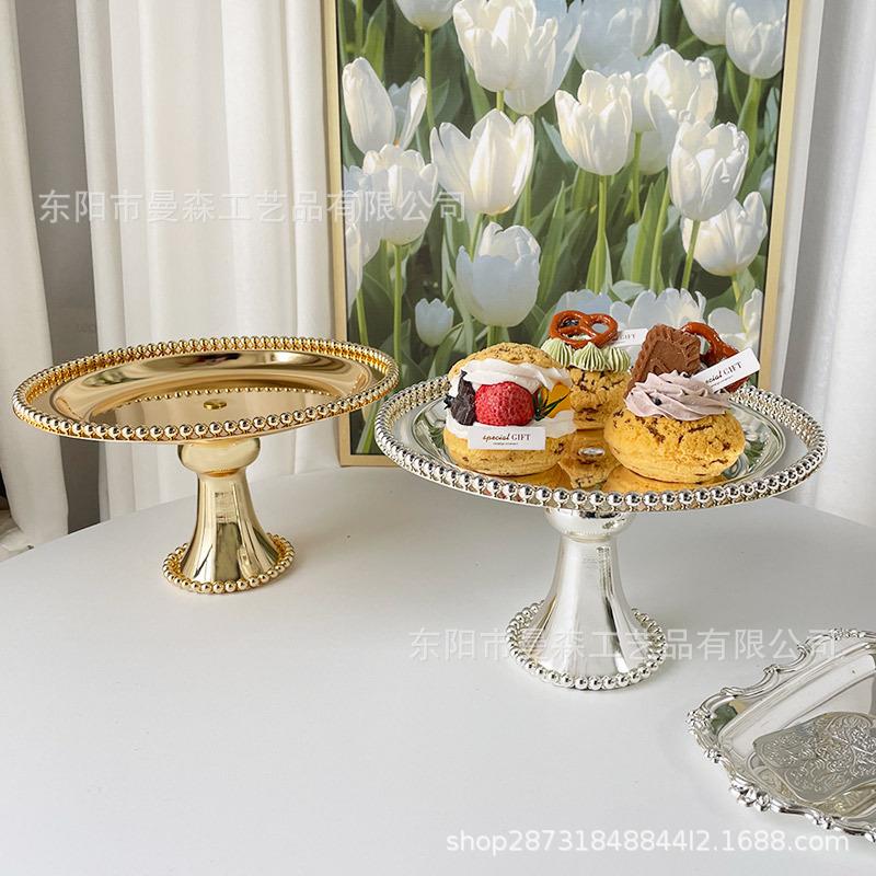 欧式台金色铁甜品装高脚蛋糕盘展饰示艺架果盘点心托盘婚3023庆道