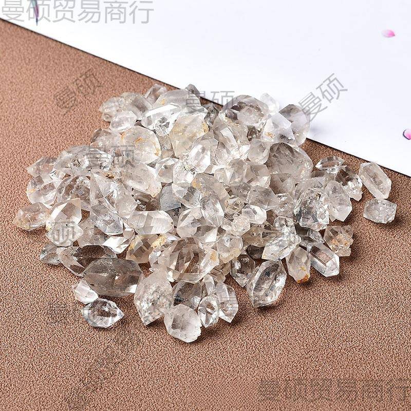 10003086白闪双灵水晶石原双尖柱赫尔双尖柱蒙白水晶头钻