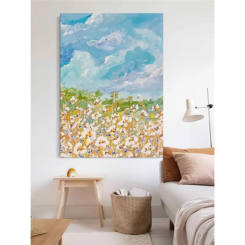 地花H0503134卉风景通卡宫草童崎骏装饰画客厅儿房挂画玄关肌理感