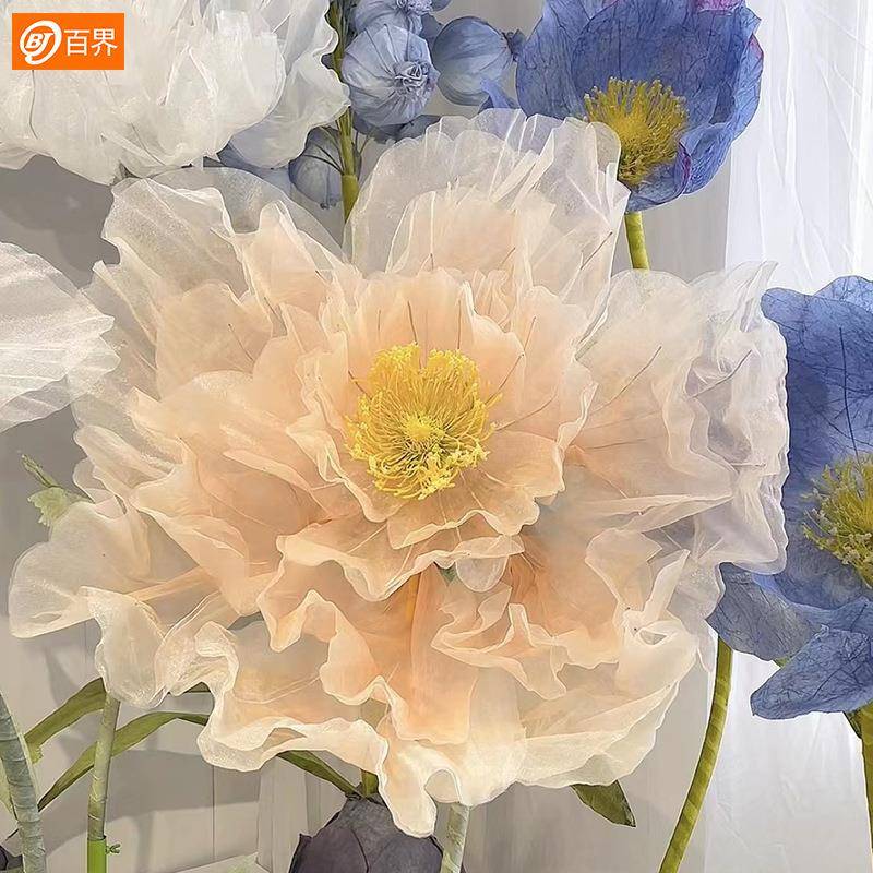 大号仿真花虞美NHF人超礼大婚路引花电动合窗花商场橱美开陈装饰