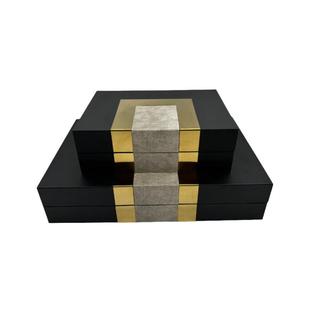 现简约轻奢皮质帽高档代会所样板YL0011间酒家居衣间收纳盒店摆件