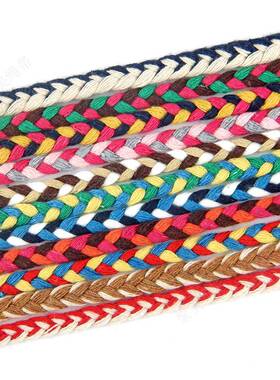 2#绳三色三股辫ONB子棉绳17毫米民族风格装饰绳编织绳裤腰棉带绳