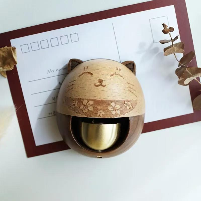 龙铃入风铃开门提醒多zm3h3ibT巴户胺磁吸铜铃铛木质实猫门木创意
