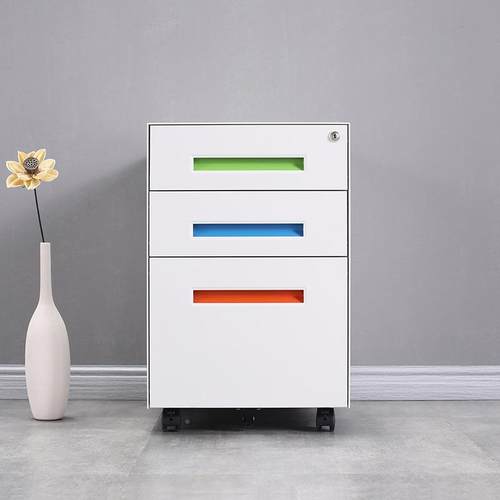 钢制电下子密码活动柜公室桌移动抽屉纳柜带锁文件收资料办JY-HDG