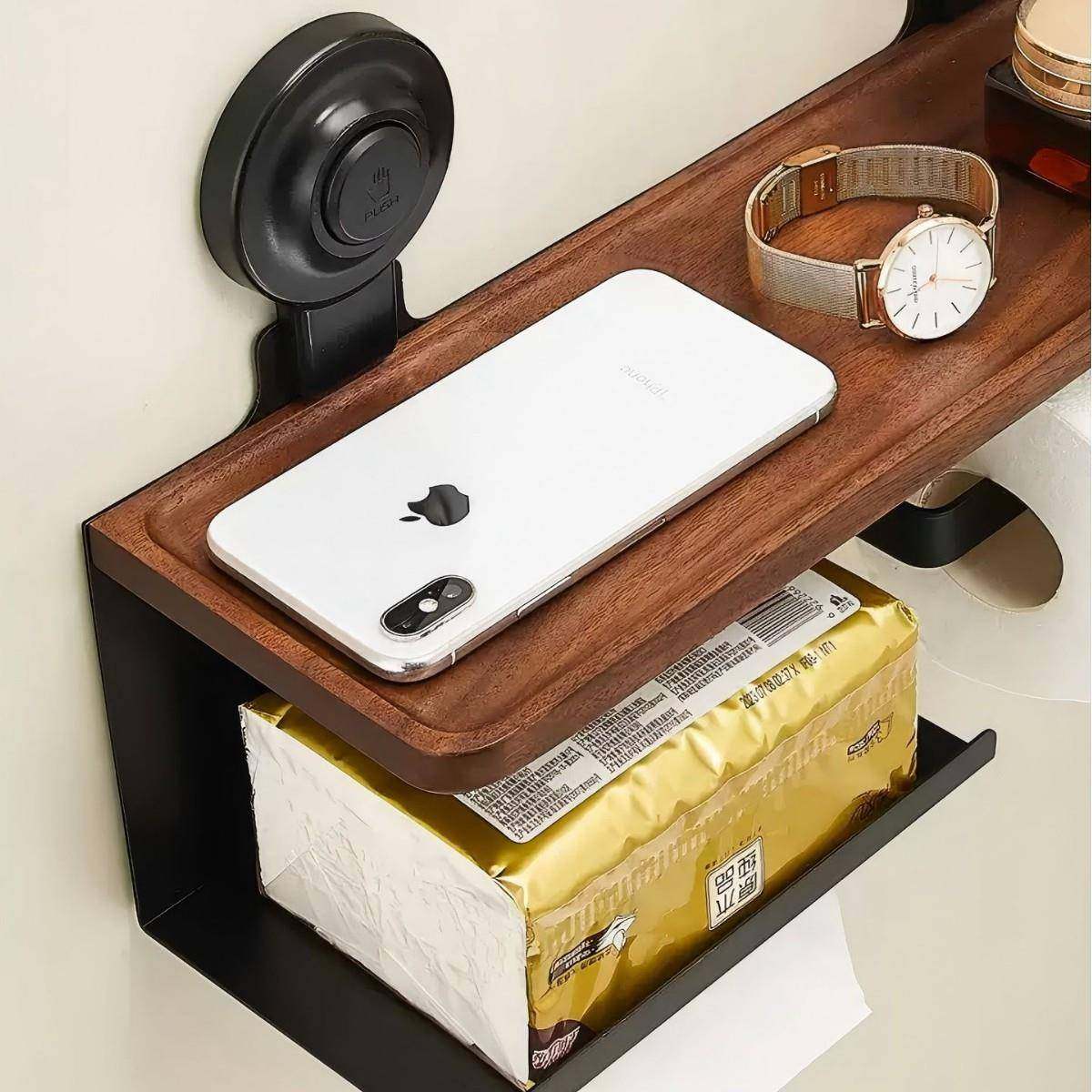 吸盘胡桃木所厕纸盒壁挂式置物架盒厕轻奢擦手纸巾卷架卫生纸间纸