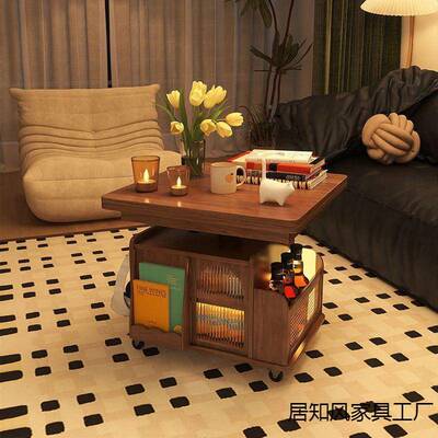 实木升降茶移动推厅车茶几桌折茶叠台多功ISP能客沙发边几