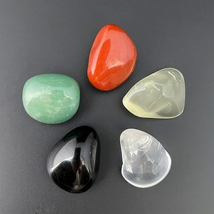 天然五行石摆件水晶五色石一套聚宝盆家居客厅办公室桌面装饰品