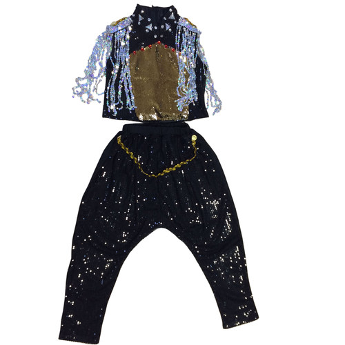 儿童模特走秀服装男童架子鼓演出服女潮亮片演出服男爵士舞表演服