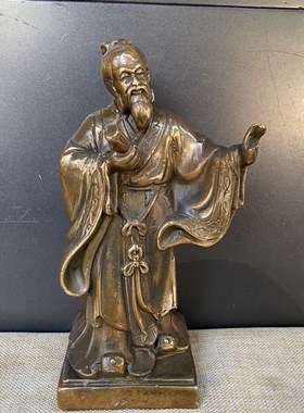 仿古五大圣人文人铜像摆件铜孔子孟子老子庄子墨子人物像书房桌面