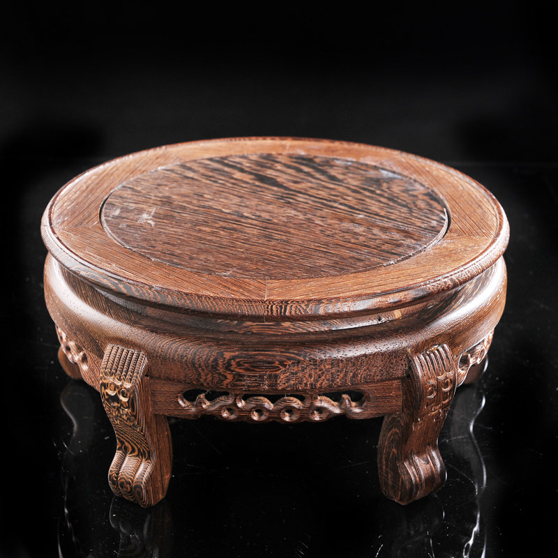 实木圆形鸡翅木质底座花瓶盆景茶壶鱼缸奇石头装饰工艺品摆件托架