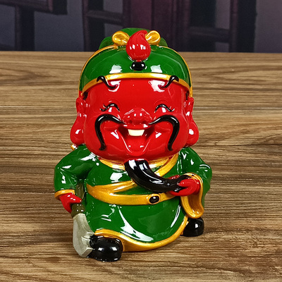 关公财神摆件小号武财神招财桌面汽车车内家居客厅卡通可爱装饰品