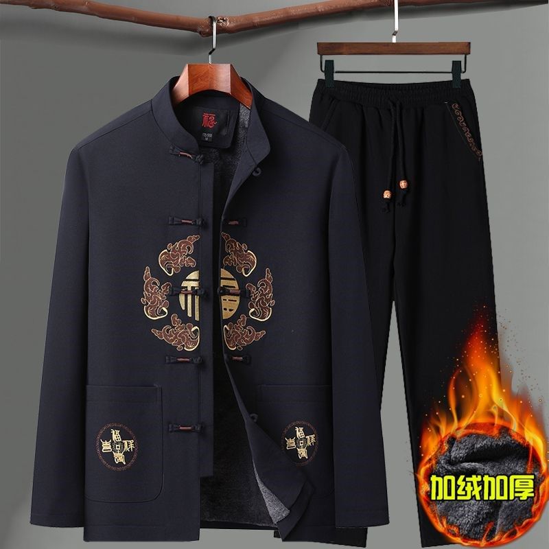 冬季唐装男加绒加厚爸爸棉衣外套套装中国风老人爷爷生日夹克春秋,男装,唐装,淘宝优惠券,粉丝福利购,淘宝优惠卷