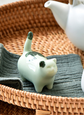 可爱动物小猫咪摆件陶瓷家居客厅桌面装饰摆设治愈系创意简约礼物