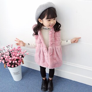 儿童马甲女童兔子毛毛衣背心女宝宝中长款3小女孩秋冬季洋气外穿6