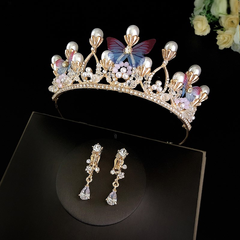 儿童皇冠头饰花童水晶手工发饰女童王冠公主生日发箍舞台演出摄影