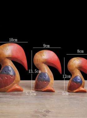 泰国实木大嘴鸟鹈鹕摆件客厅电视柜卧室茶几鞋柜装饰摆设小鸟装饰