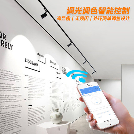 智能无极调光调色调焦遥控生鲜商用店铺家背景墙明装轨道led射灯