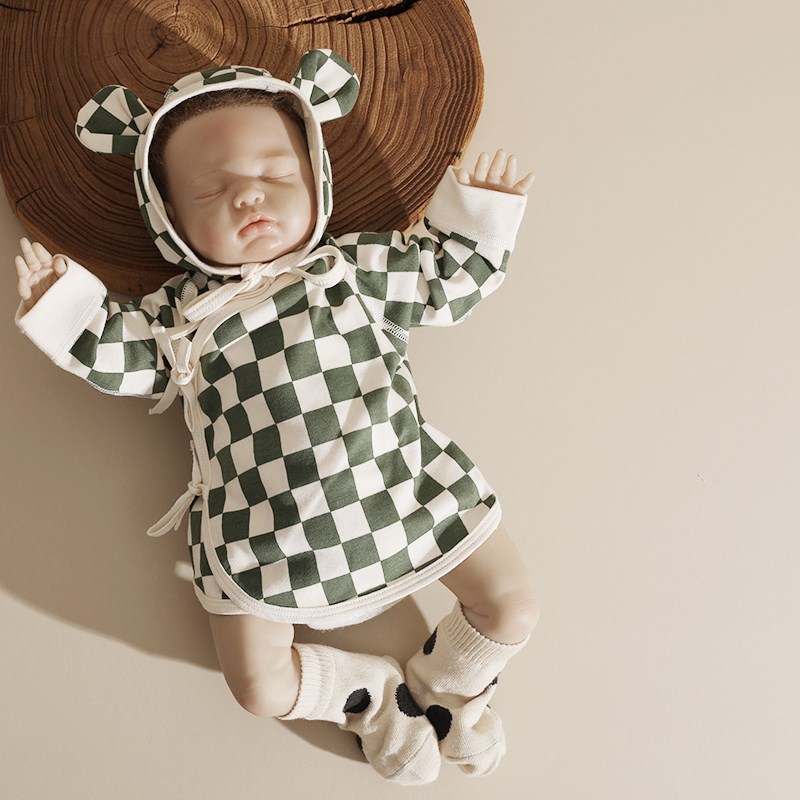 婴姿初生婴儿衣服纯棉春秋无骨新生儿半背衣52码出生宝宝套装a类