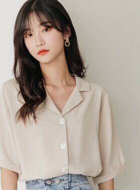 Z家女装白色衬衫2025夏季新款休闲短袖雪纺衬衣小众职业气质上衣